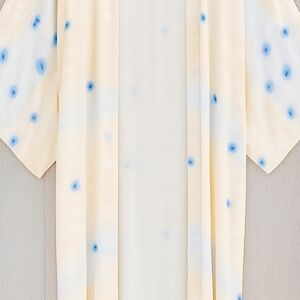 Elegant Cream Kimono with Blue Dots